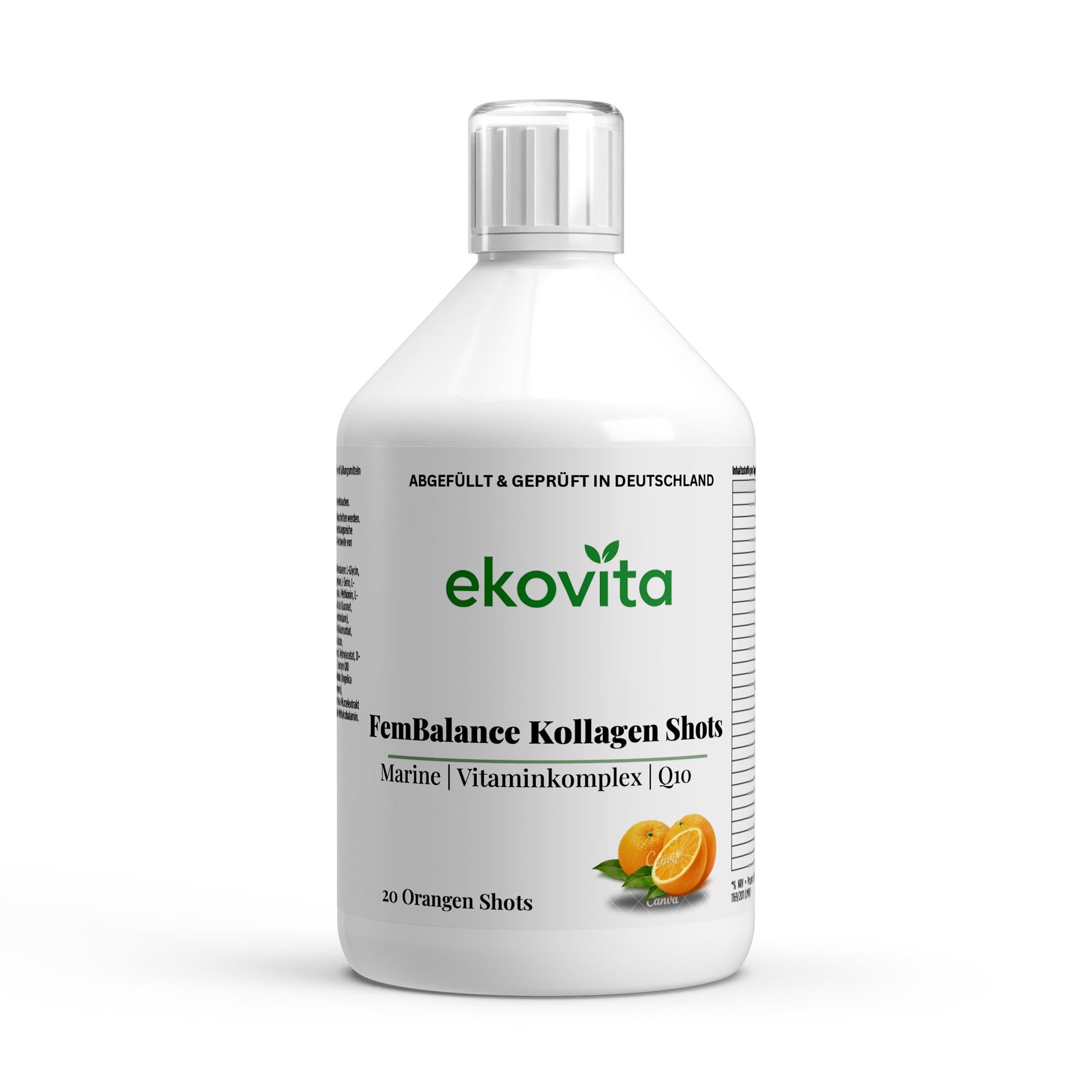 FemBalance Shots Plus+ von ekovita mit hochwertiger Verpackung für hormonelles Gleichgewicht und Wellness.