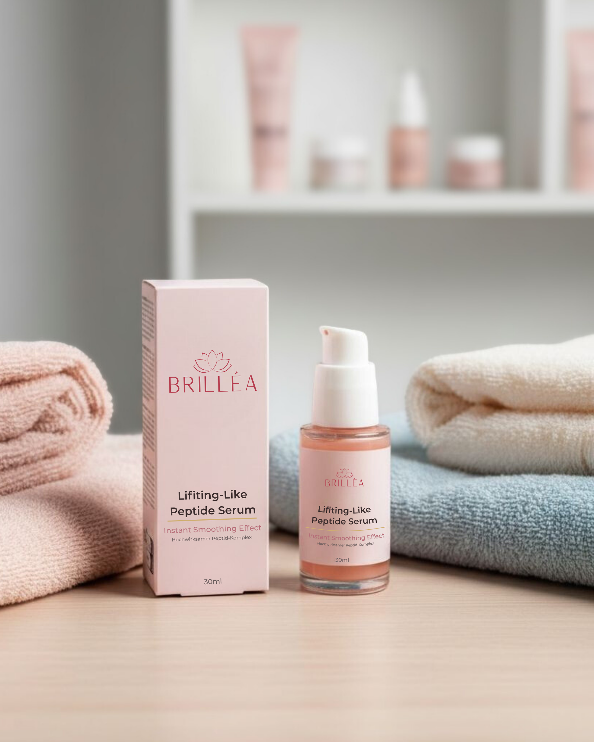 Brilléa Lifting-Effekt Peptid-Serum in eleganter 30ml Flasche für effektive anti-aging Hautpflege.