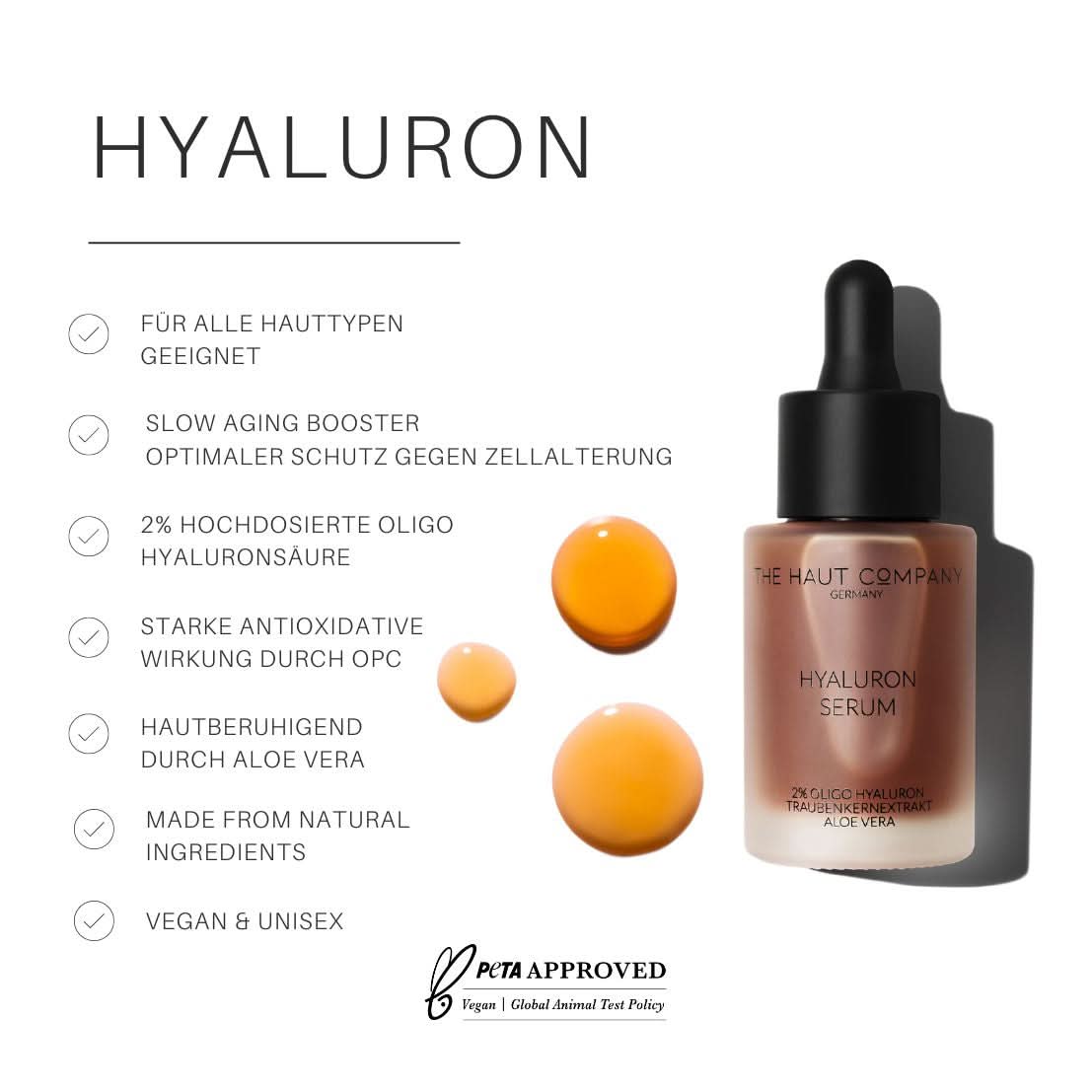 Verpackung des ekovita Hyaluron Serums in stilvollem Design, perfekt für Anti-Aging Routine.