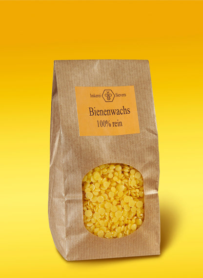 Detailansicht des ökologischen Bienenwachses in einer handlichen Dose.