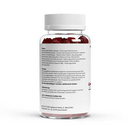 Verpackung der veganen Löwenmähne Gummies von ekovita, ideal für die tägliche Nahrungsergänzung.