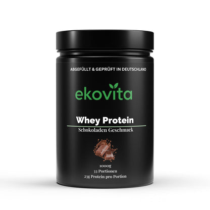 Premium Whey Protein in Schokoladengeschmack für Muskelaufbau und Fitness, 1.000g von ekovita.