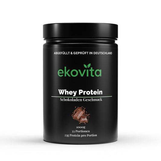 Premium Whey Protein in Schokoladengeschmack für Muskelaufbau und Fitness, 1.000g von ekovita.