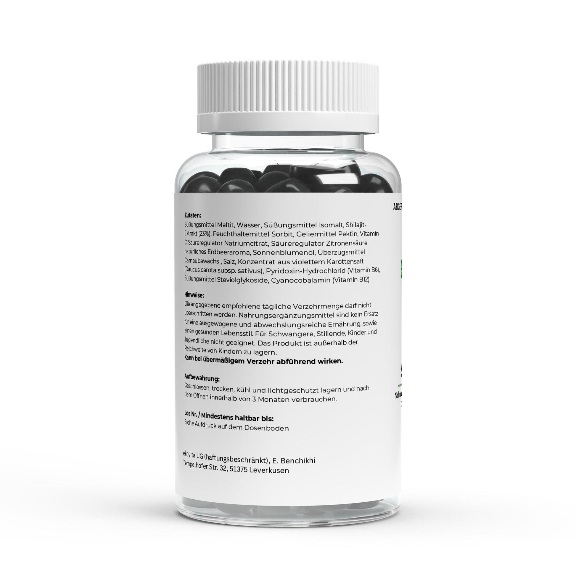 Nahaufnahme einer Shilajit Gummy in der Hand, geeignet für eine tägliche Energiebooster-Routine.