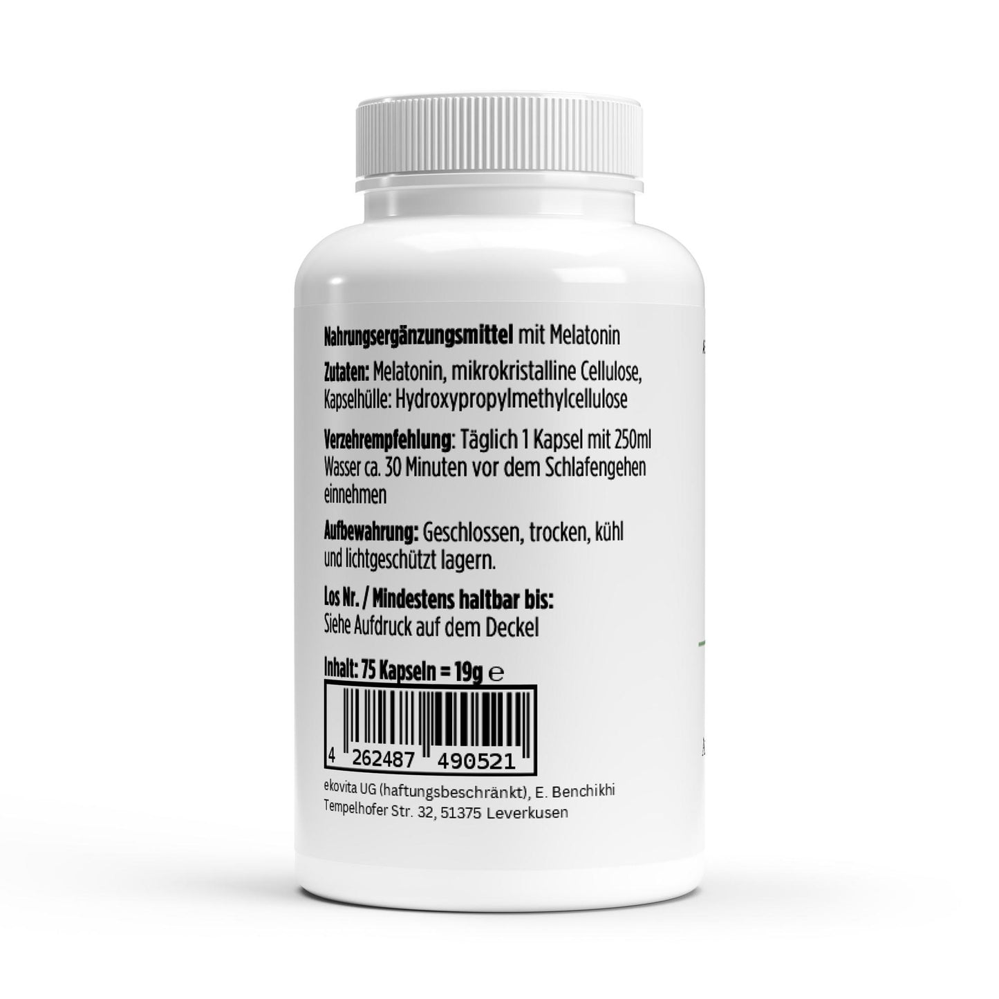 Anwendung der Melatonin Kapseln für besseren Schlaf, perfektes veganes Nahrungsergänzungsmittel.