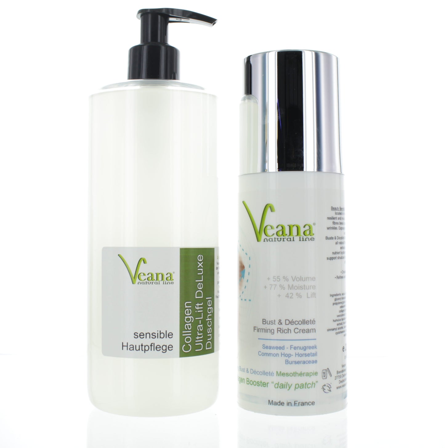 Hals- und Decollette hautstraffende Creme (200ml) + Collagen Ultra-Lift DeLuxe Duschgel (500ml)