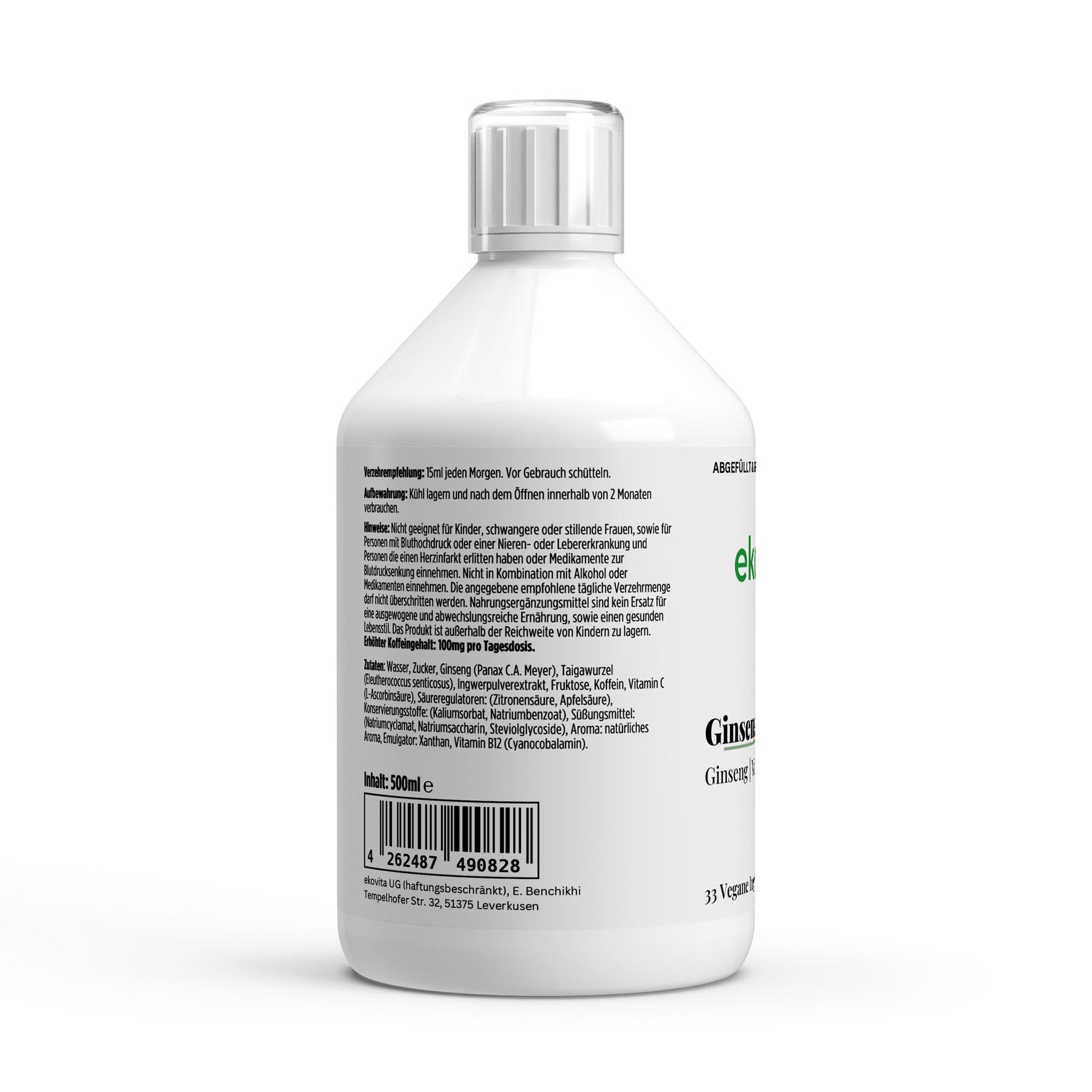 Anwendung von Ginseng Power Plus+ in einem Smoothie, ideal zur Steigerung von Energie und Vitalität.