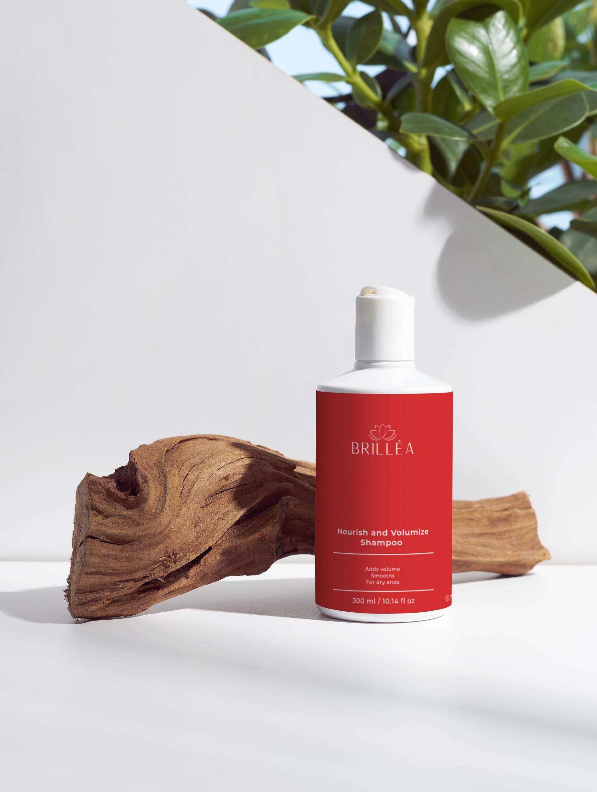 Anwendung des Volumize Shampoos von ekovita mit schäumender Textur auf nassem Haar.