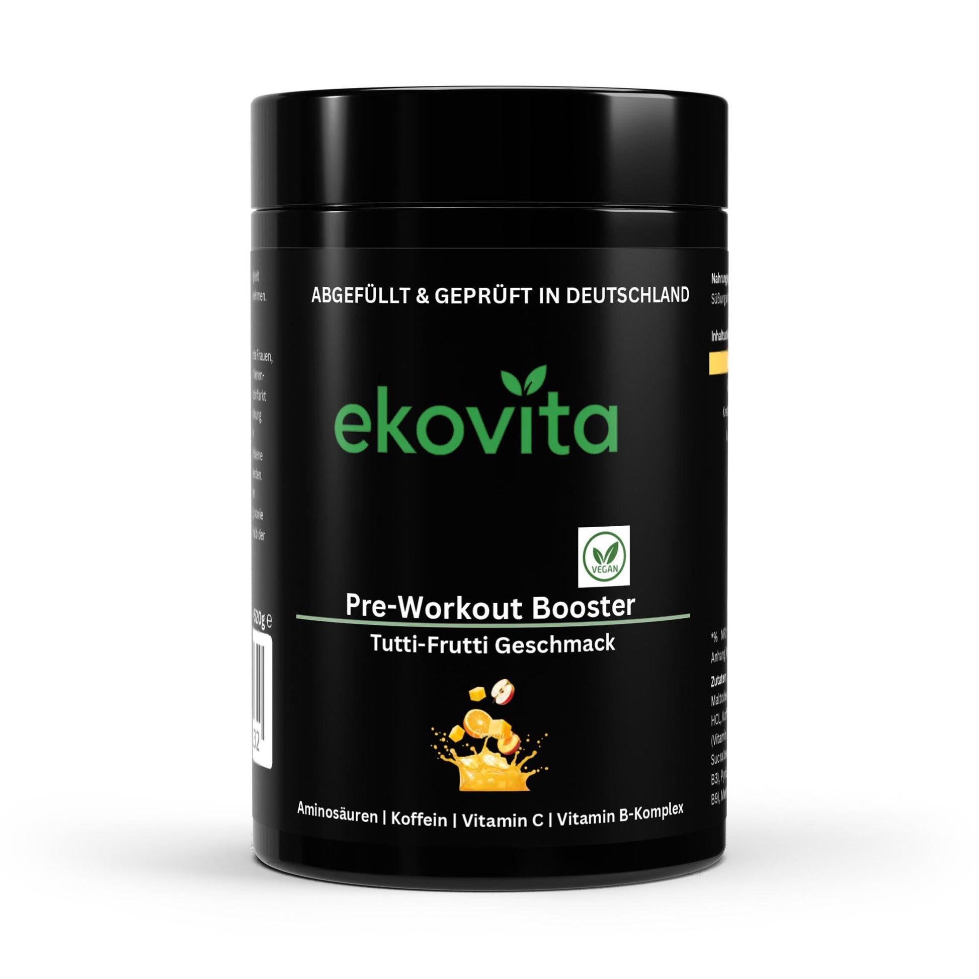 Pre-Workout Booster Tutti Frutti von ChanceToBrand in 520g Verpackung, vegan und reich an Citrullin.