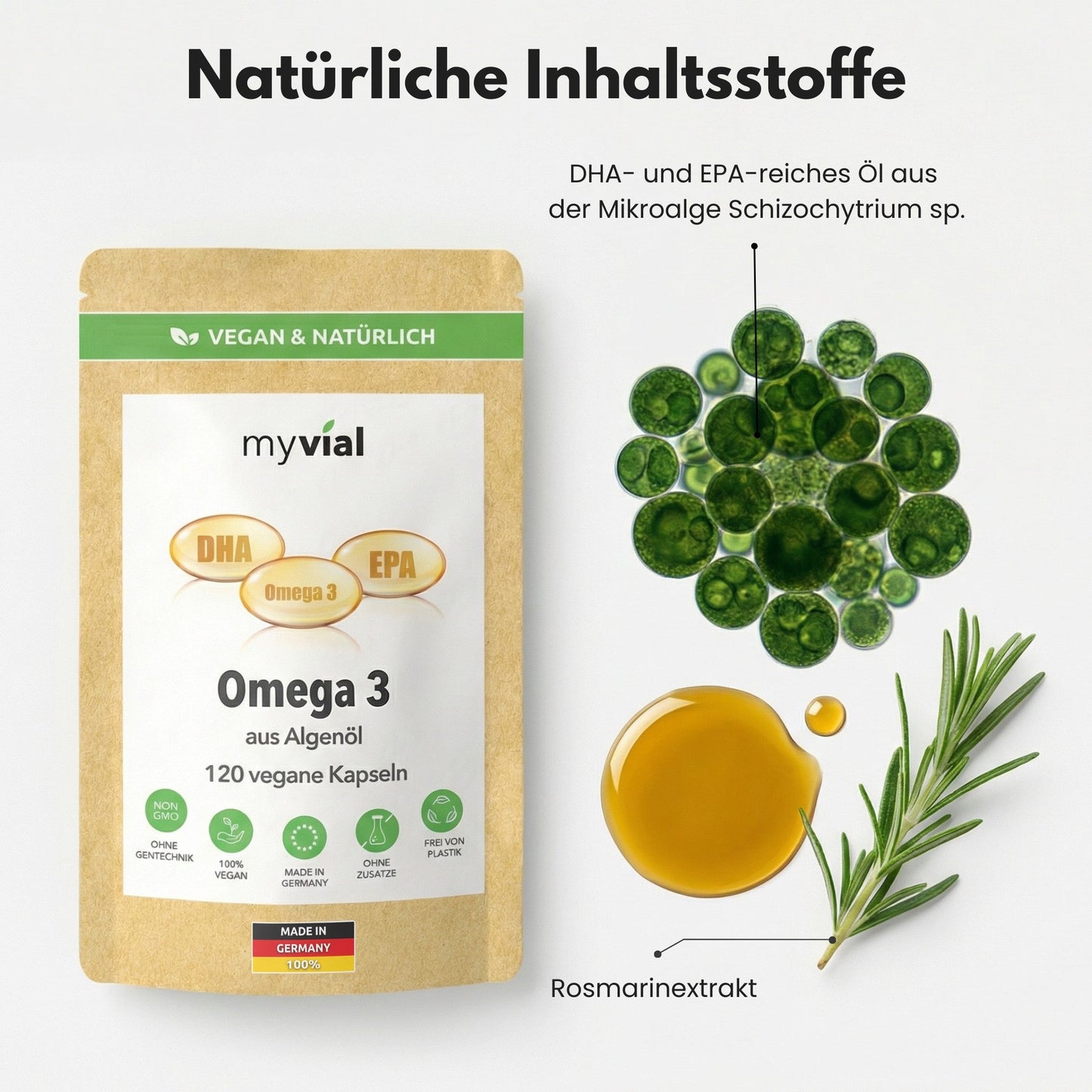 Omega 3 Kapseln aus Algenöl - Vegan