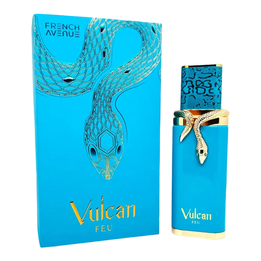 French Avenue Vulcan Feu Eau de Parfum 100ml in eleganter Flasche, verströmt fruchtig-würzigen Duft.