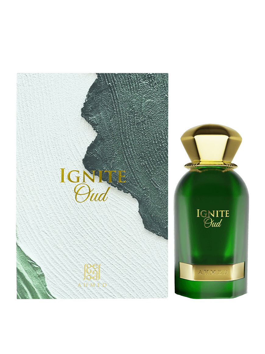 Ahmed Al Maghribi Ignite Oud Eau de Parfum 60ml in eleganter Flasche, ein Duft für Frauen mit hochwertigem Oud.