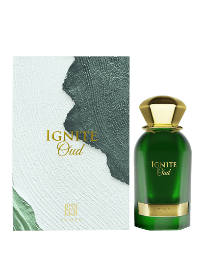 Ahmed Al Maghribi Ignite Oud Eau de Parfum 60ml in eleganter Flasche, ein Duft für Frauen mit hochwertigem Oud.