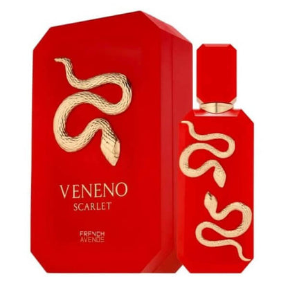 French Avenue Veneno Scarlet Eau de Parfum 100ml in eleganter Flasche, ideal für Damen.
