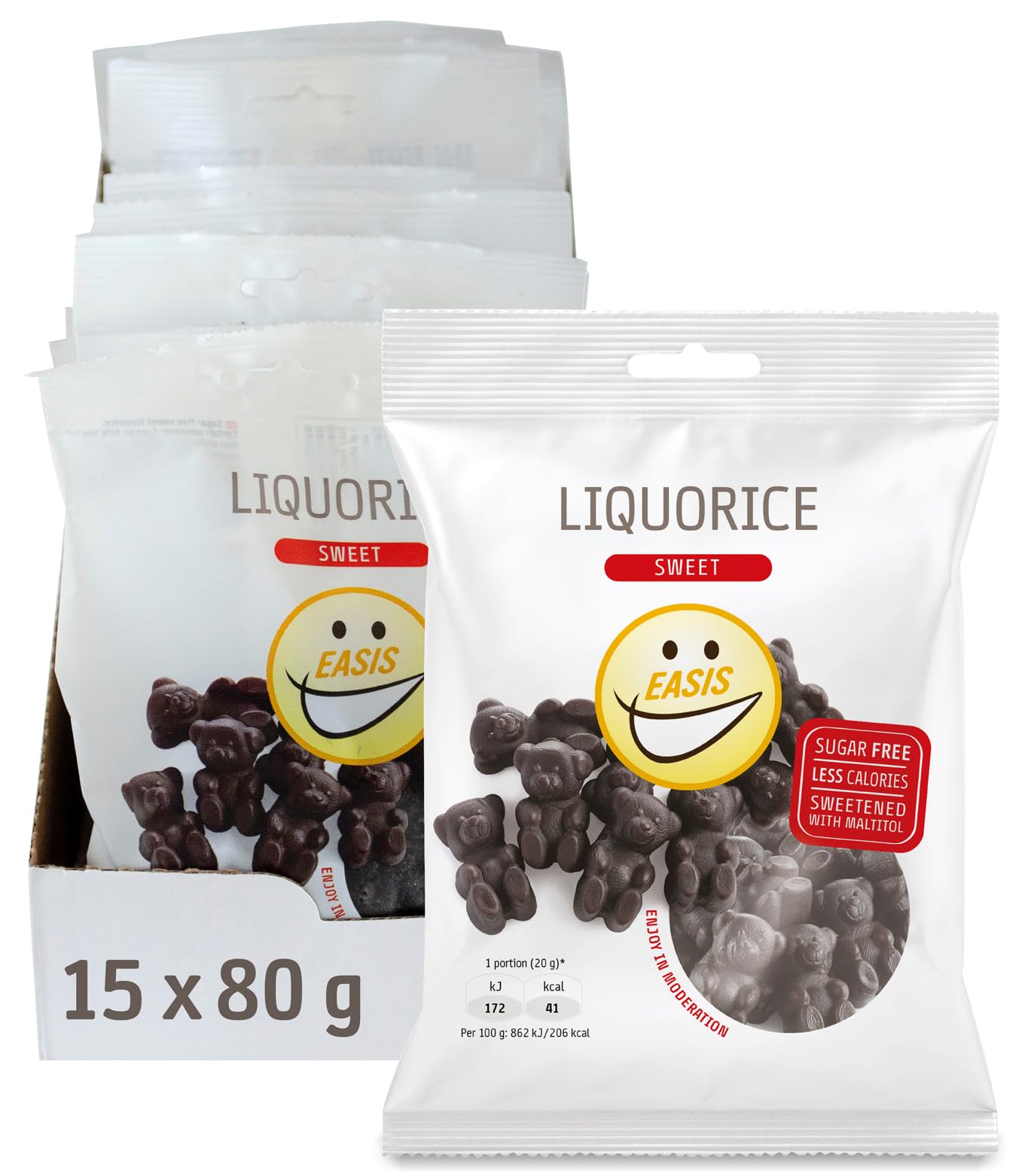 EASIS Gesalzene oder Gesüßte Lakritze Süßigkeiten Ohne Zuckerzusatz | Gesunder Snack mit Süßstoff auf natürlicher Basis für Kinder & Erwachsene, 1x80g