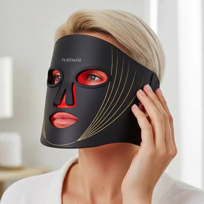 LED Lichttherapie Maske für strahlende Haut von ekovita in elegantem Design mit vitalisierenden Lichtern.