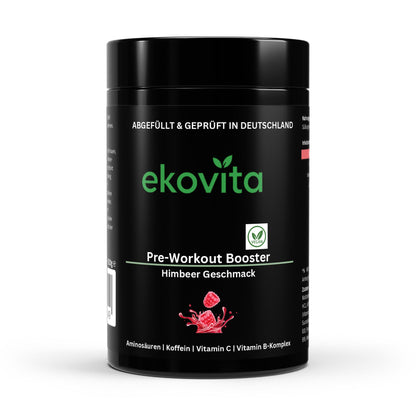 Pre-Workout Booster Himbeere in einer transparenten Verpackung von ChanceToBrand für optimale Sporternährung.