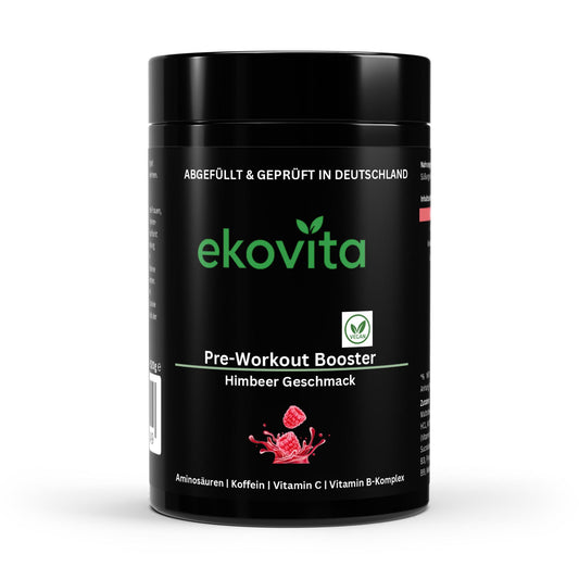 Pre-Workout Booster Himbeere in einer transparenten Verpackung von ChanceToBrand für optimale Sporternährung.