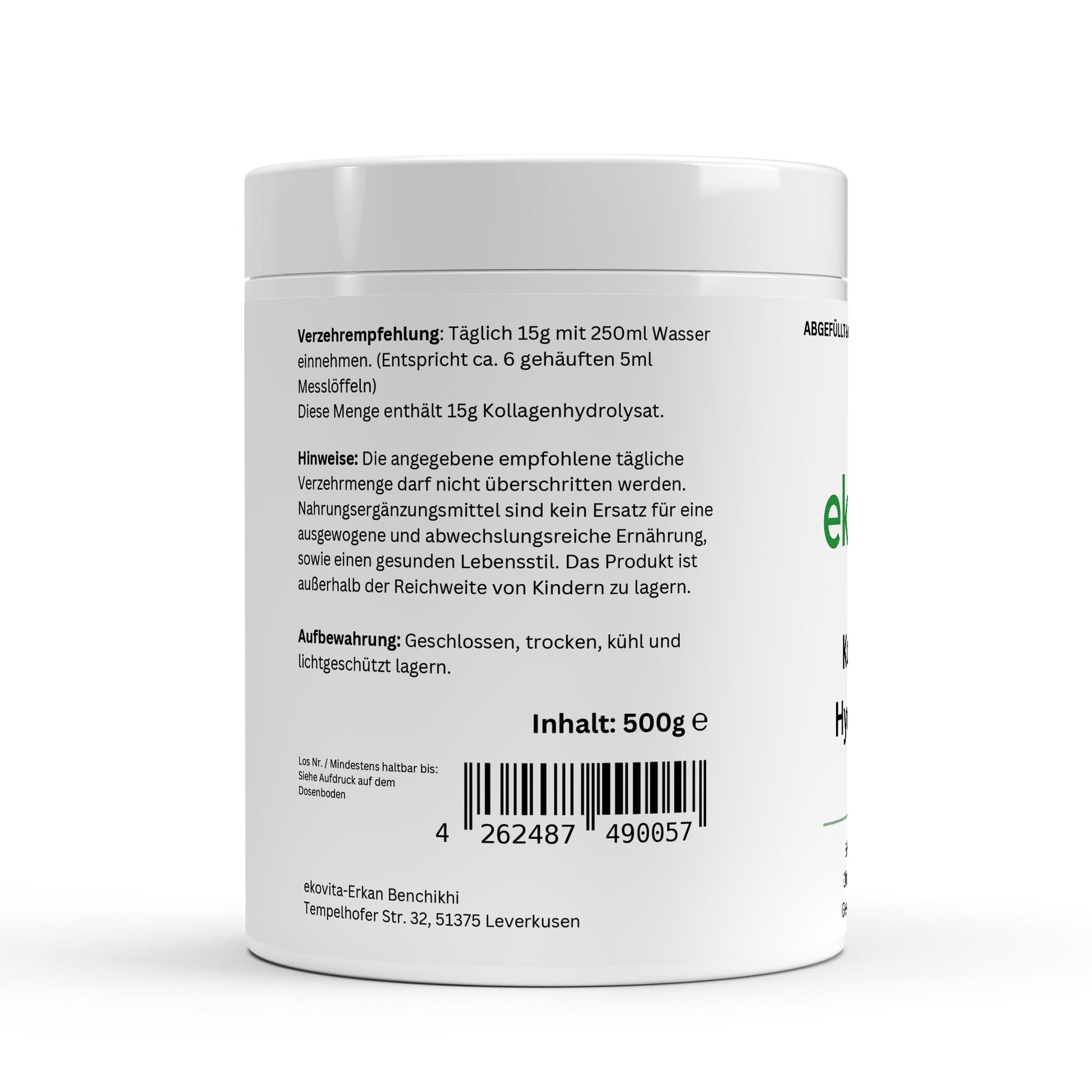 Rückansicht der Verpackung mit wichtigen Informationen zu Laborprüfungen und Premium-Qualität.