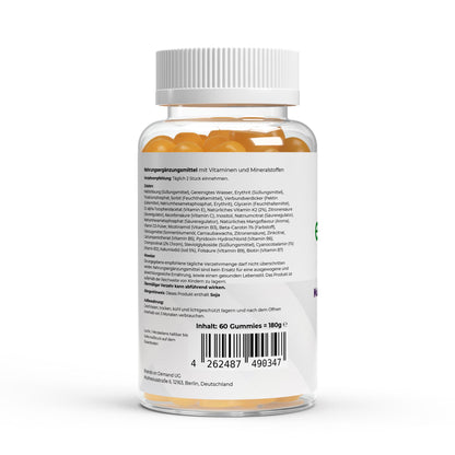 Verpackung der veganen Multivitamin Gummies von ChanceToBrand, die zur gesunden Ernährung beitragen.