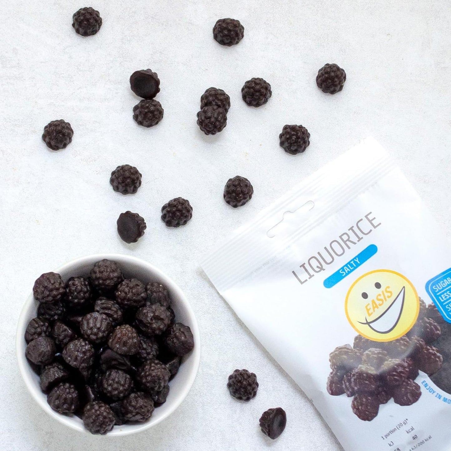 EASIS Gesalzene oder Gesüßte Lakritze Süßigkeiten Ohne Zuckerzusatz | Gesunder Snack mit Süßstoff auf natürlicher Basis für Kinder & Erwachsene, 1x80g