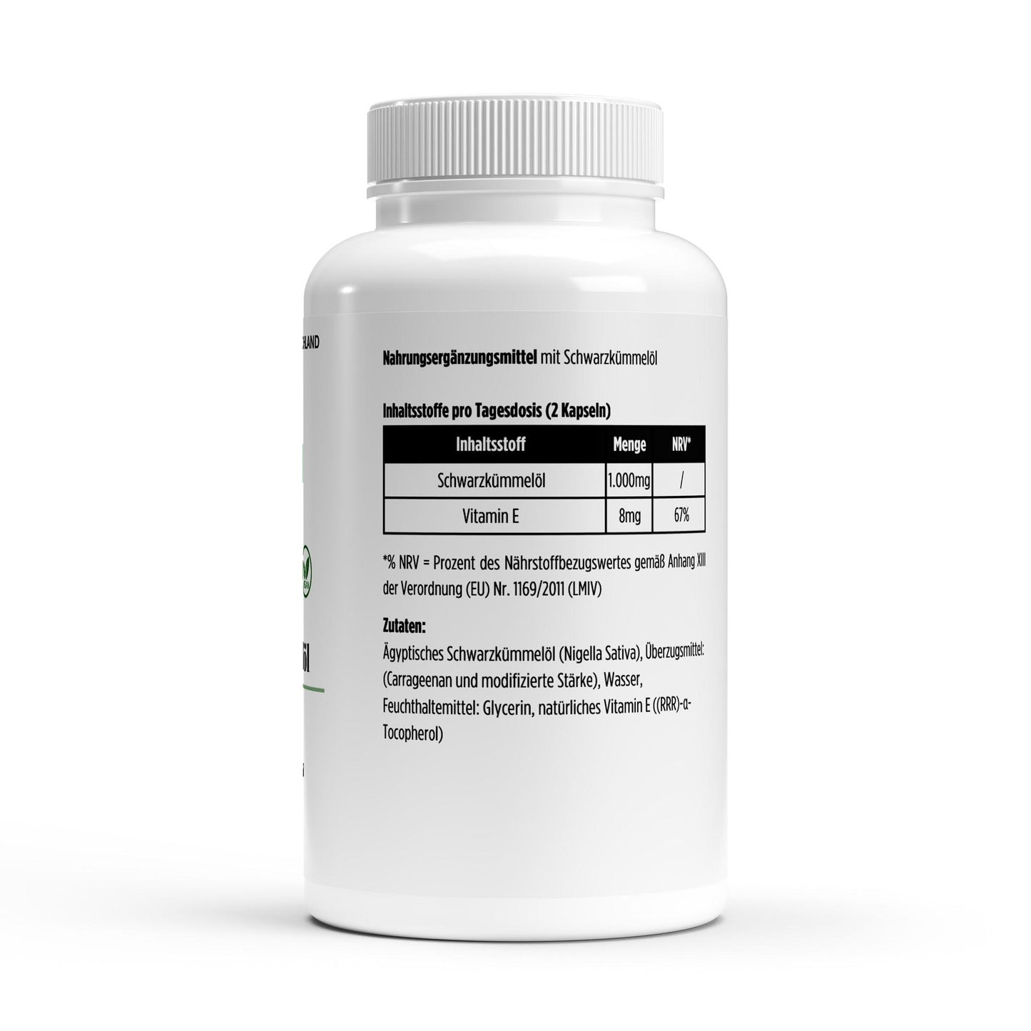 Veganer Ekovita Schwarzkümmelöl-Flacon, ideal zur Unterstützung Ihrer Gesundheit.