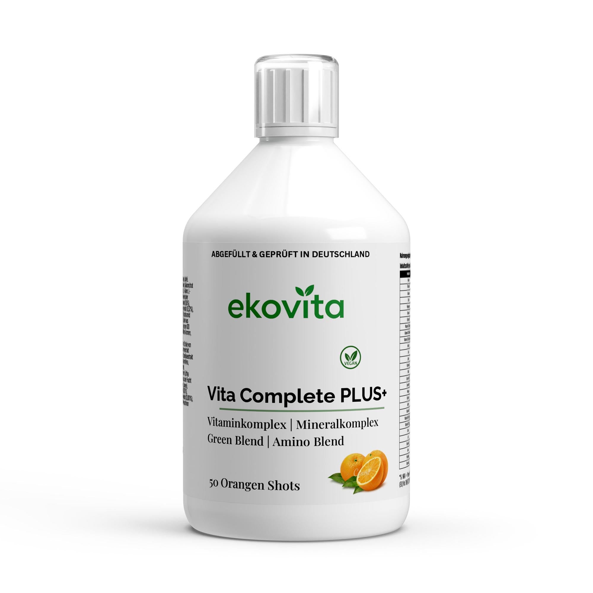 Vita Complete Plus Shots Fresh Orange für einen Vitaminboost, vegan und hochdosiert.