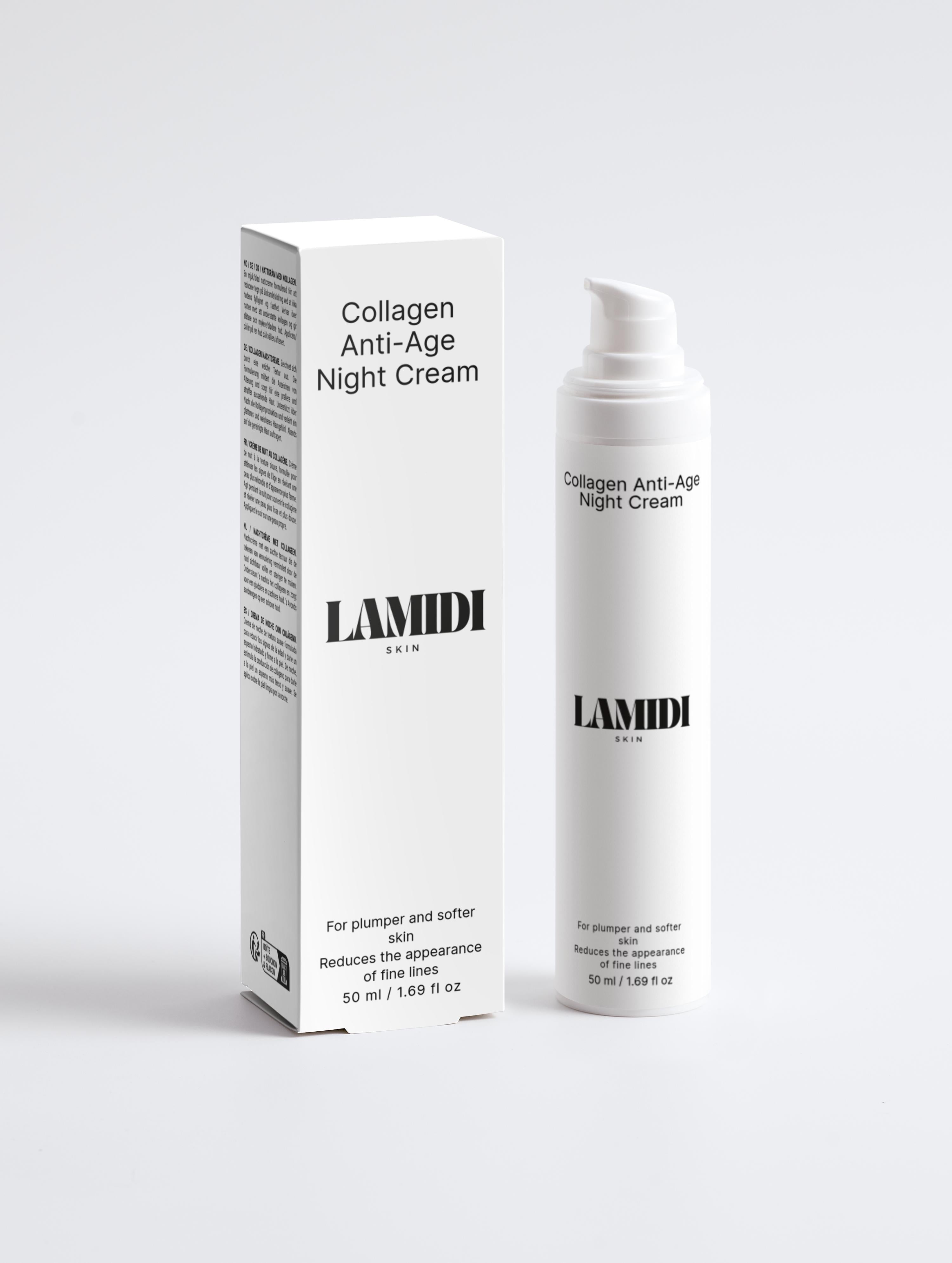Collagen Anti-Age Nachtcreme in elegante Dose von Lamidibeauty für eine effektive Nachtpflege.