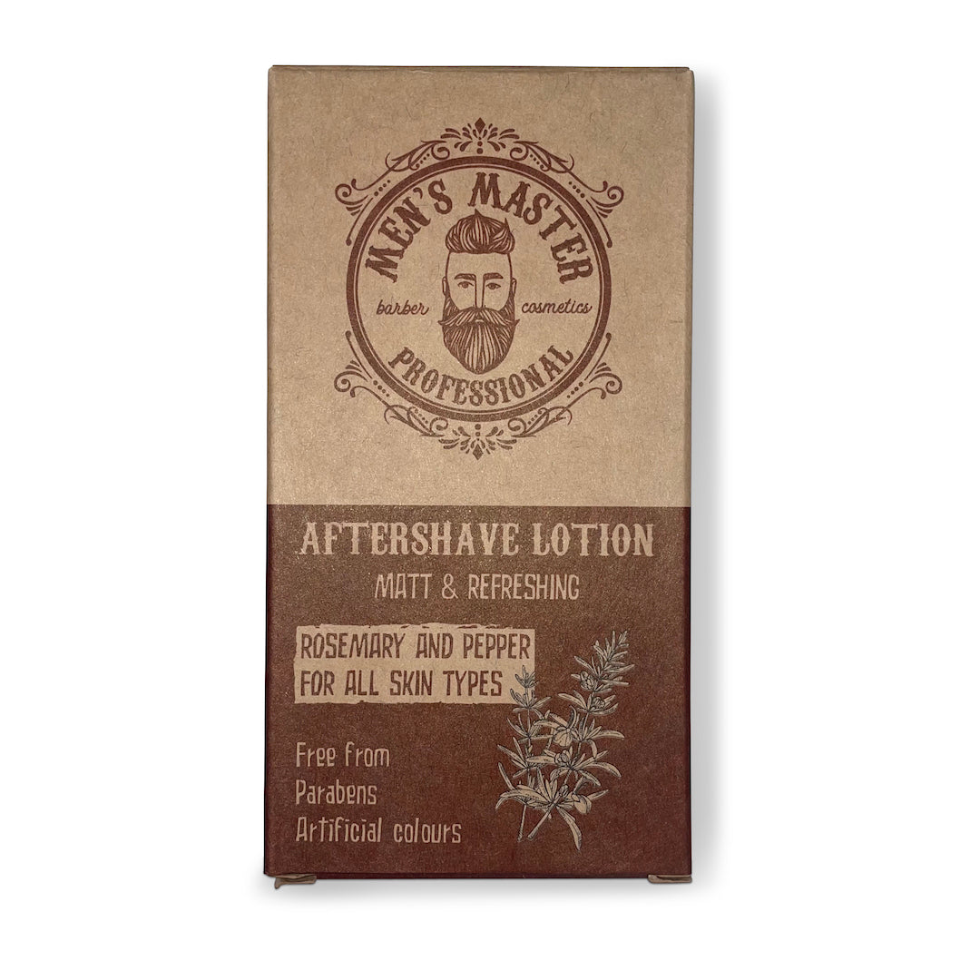 Männerboxx Aftershave Lotion für die tägliche Pflege, angereichert mit Rosmarin und Pfeffer.