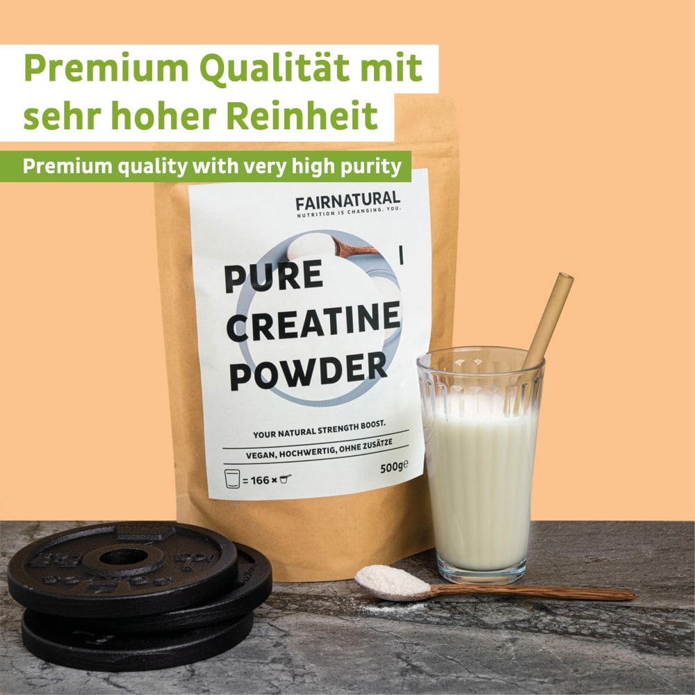 Verpackung des kreativen Monohydrates von ekovita in einem attraktiven Design für Nahrungsergänzungsmittel.