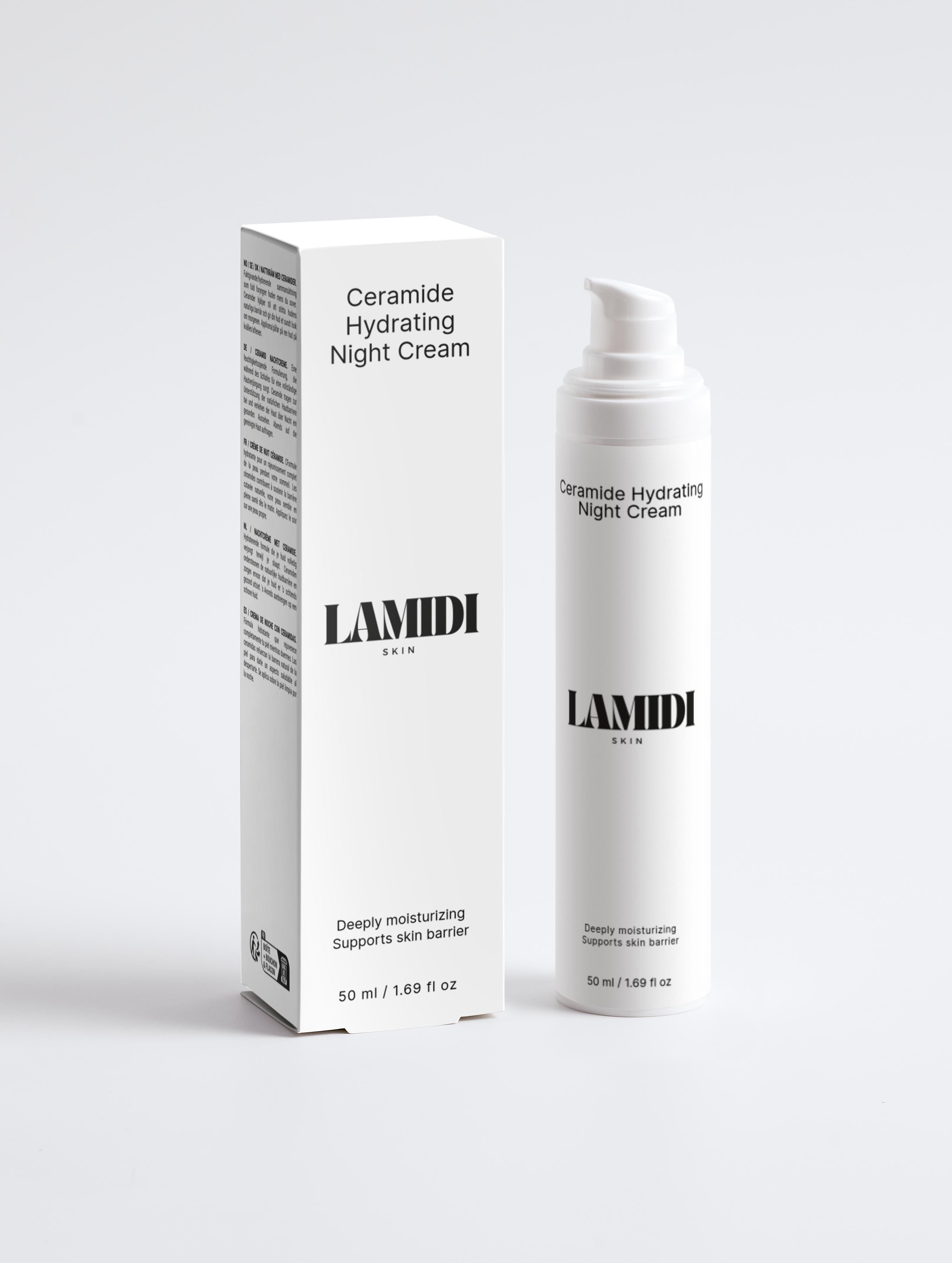 Ceramide Hydrating Night Cream von ekovita in stilvoller Verpackung, ideal für intensive Nachtpflege.