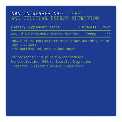 Nahaufnahme der Verpackung des NMN Supplements von Dr. Noel, ideal für Zellschutz.