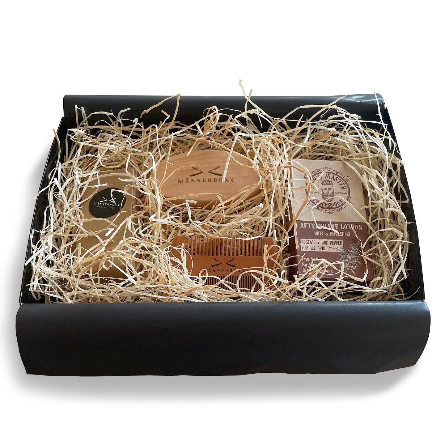 Bartpflege Geschenkset ‚Highlight‘ von Männerboxx, stilvoll verpackt für die perfekte Männerpflege.
