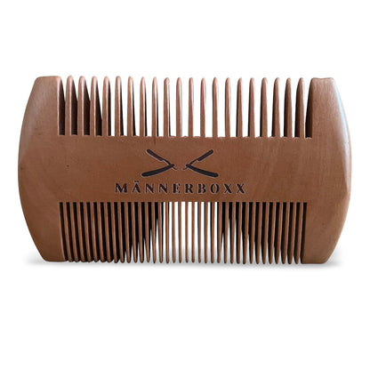 Verpackung des Männerboxx Bartkamms, ideal für Männerpflege und nachhaltige Produkte.