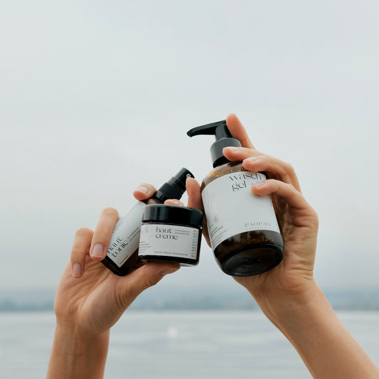Naturkosmetik Komplettlösung für gesunde Haut: Waschgel, Hautcreme und Hauttonic von paopao essentials.