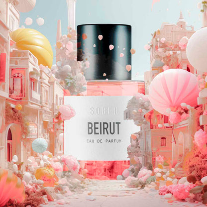 Die stilvolle Verpackung des Beirut Eau de Parfum, ein Premium Unisex Duft im veganen Design.