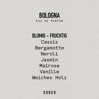 Hand, die das BOLOGNA Eau de Parfum sprüht, ideal für jeden Anlass und jede Stimmung.