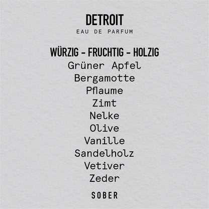 Person, die DETROIT Eau de Parfum auf den Handgelenken aufträgt.