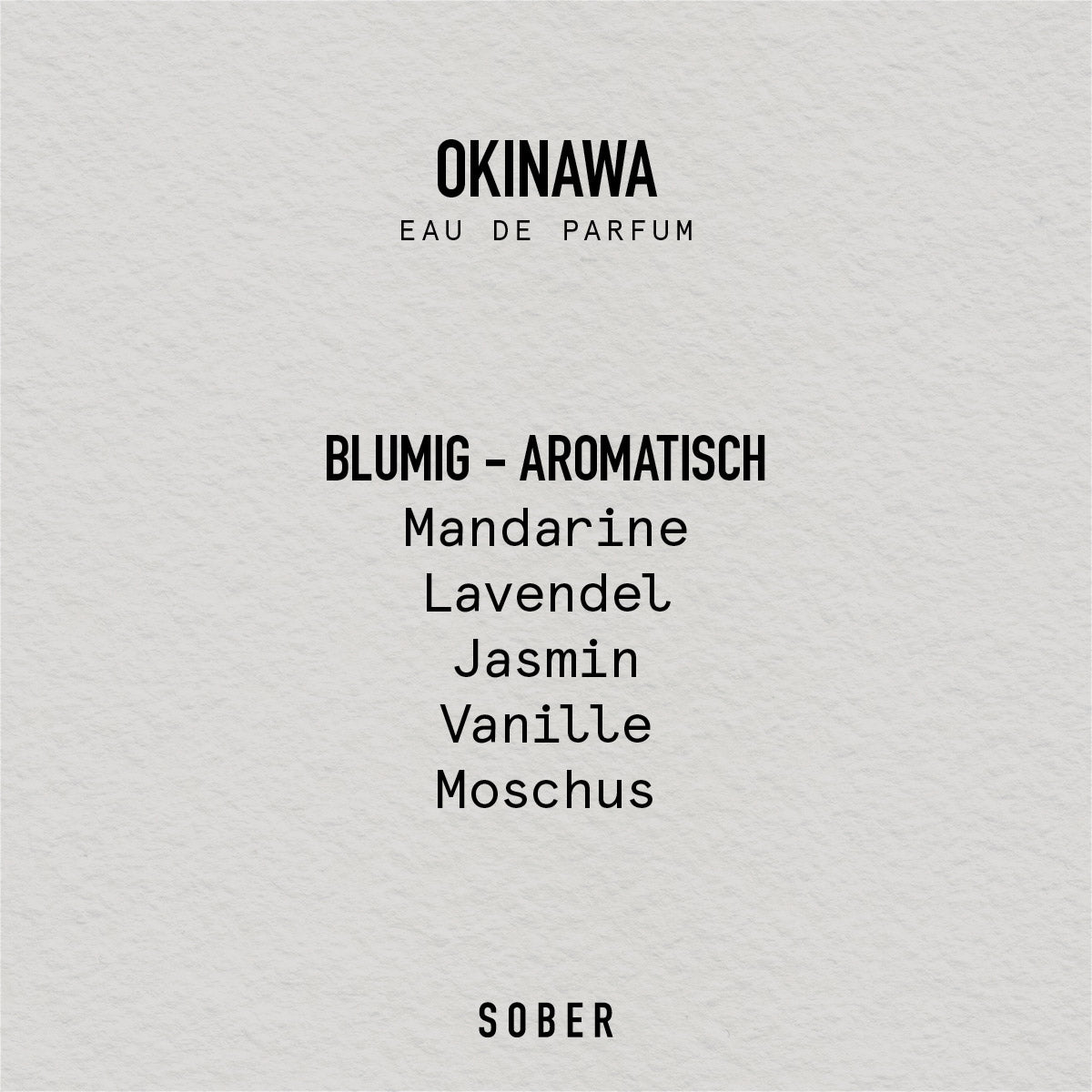 Okinawa Eau de Parfum von sober, präsentiert in ansprechender Verpackung für eine luxuriöse Geschenkidee.