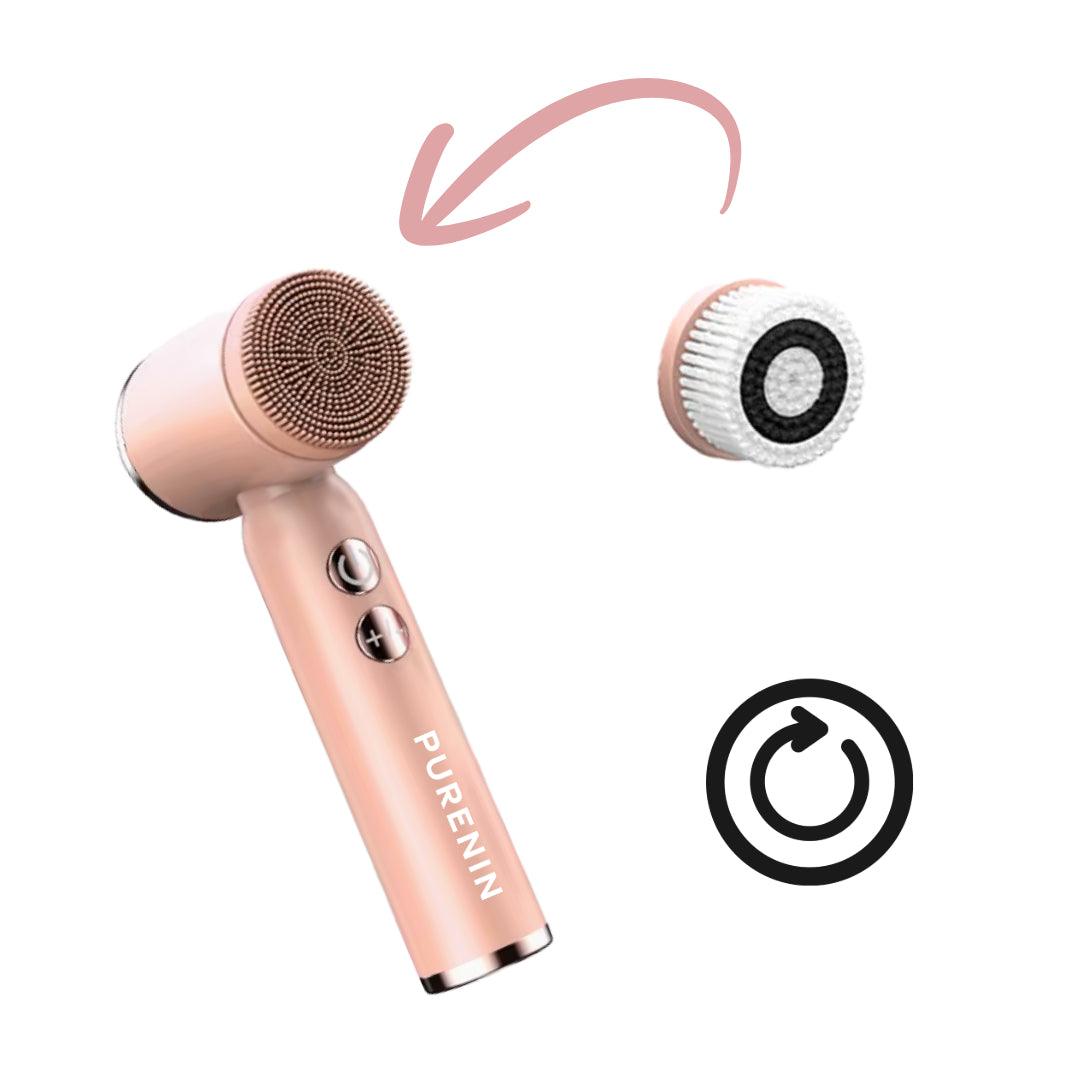 Hautpflegeroutine mit der Gesichtsreinigungsbürste PURENIN für strahlendere Haut.