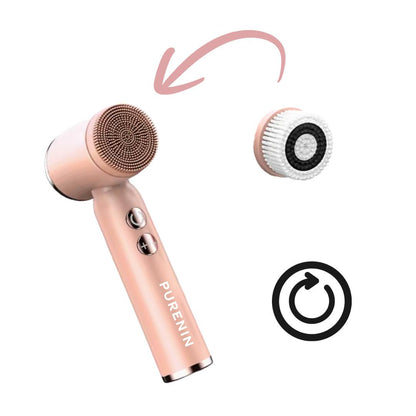 Hautpflegeroutine mit der Gesichtsreinigungsbürste PURENIN für strahlendere Haut.