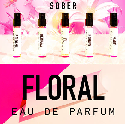 Detailaufnahme der veganen Parfums im Discovery Set, ideal für blumige Duftliebhaber.