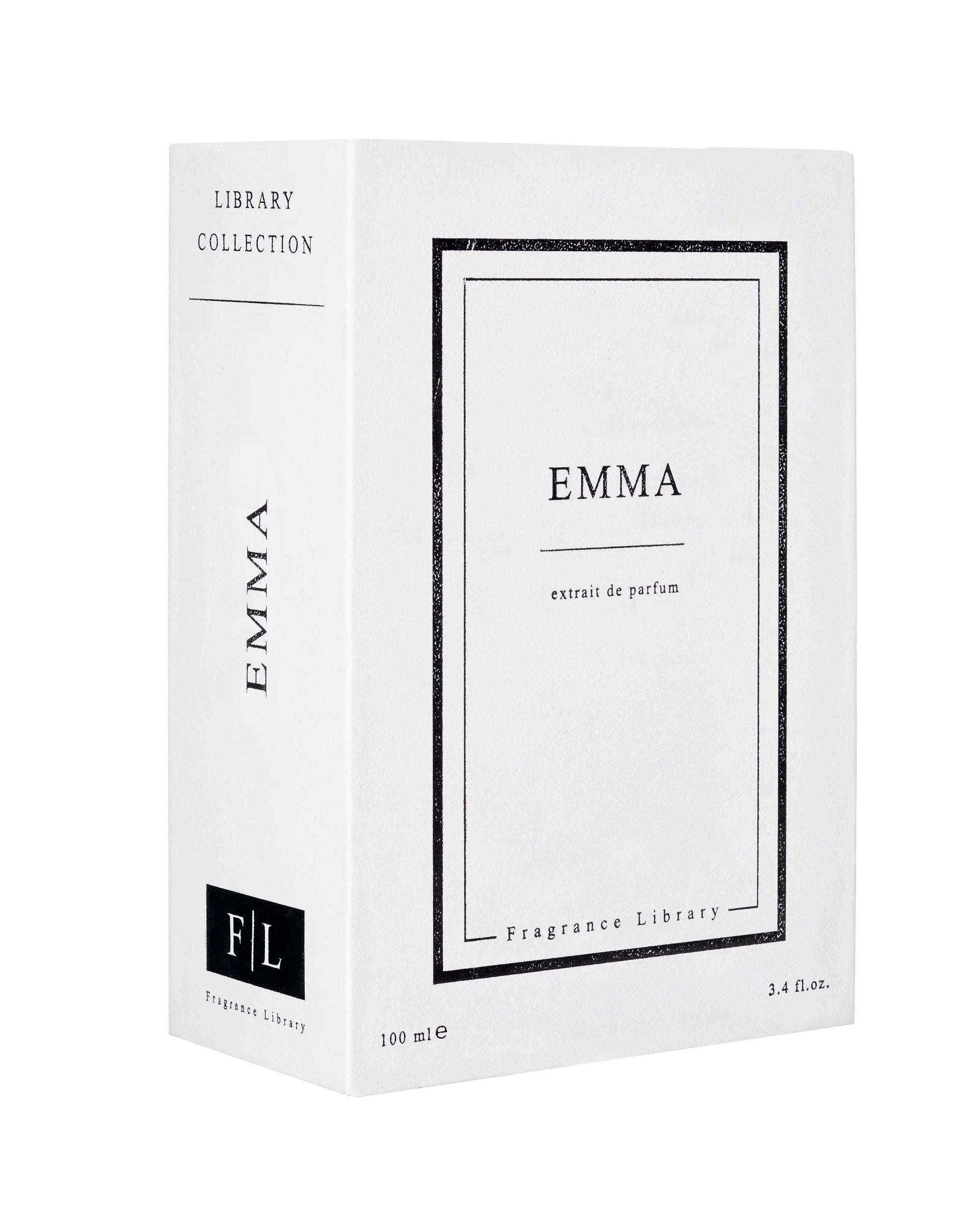 Detailaufnahme der Emma Extrait de Parfum Flasche mit edlem Design und floralem Duft.