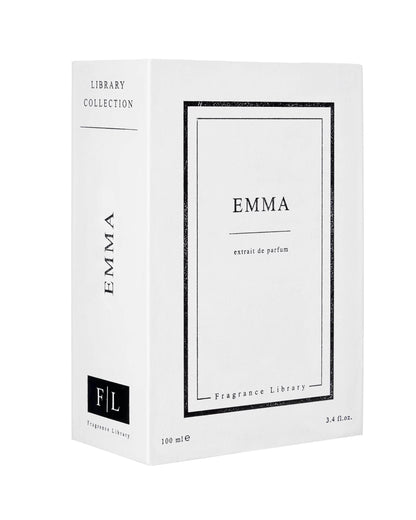 Detailaufnahme der Emma Extrait de Parfum Flasche mit edlem Design und floralem Duft.
