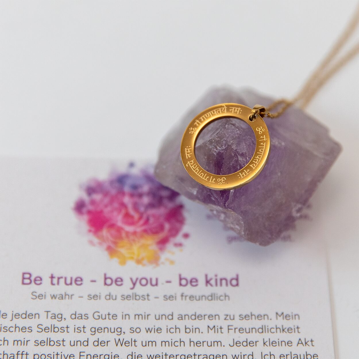 Spirituelle Kette | vergoldet & silber | Ganesha Mantra Gravur