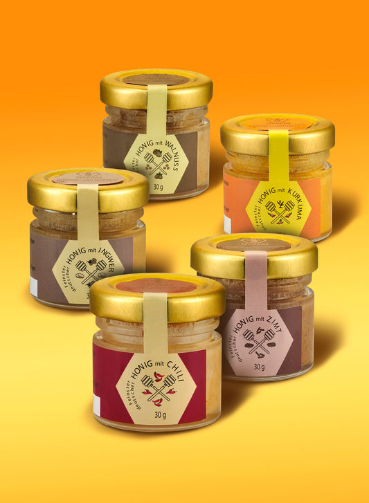 Gewürzgold Honig-Set von ekovita, Premium Honig für die gesunde Ernährung, perfekt für Naturprodukte-Liebhaber.