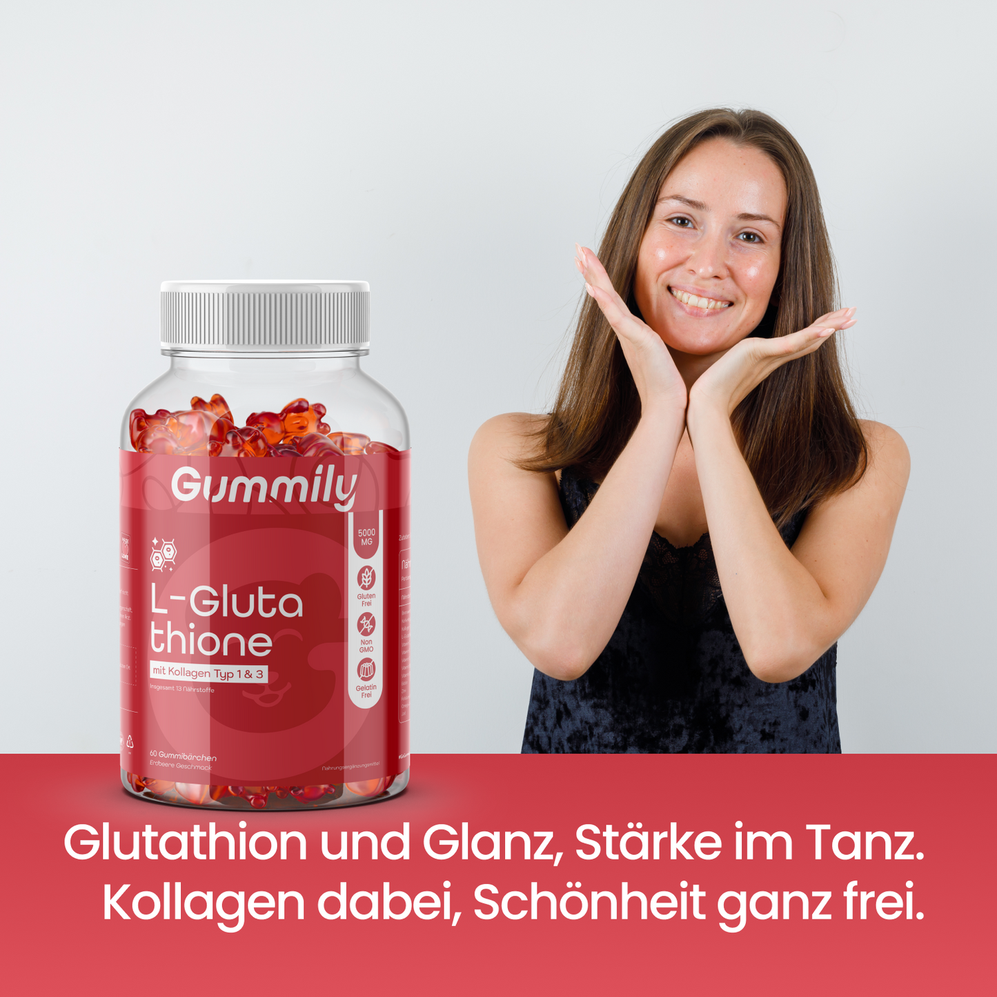 L-Glutathion Gummibärchen mit Vitamin C & Zink – Erdbeere