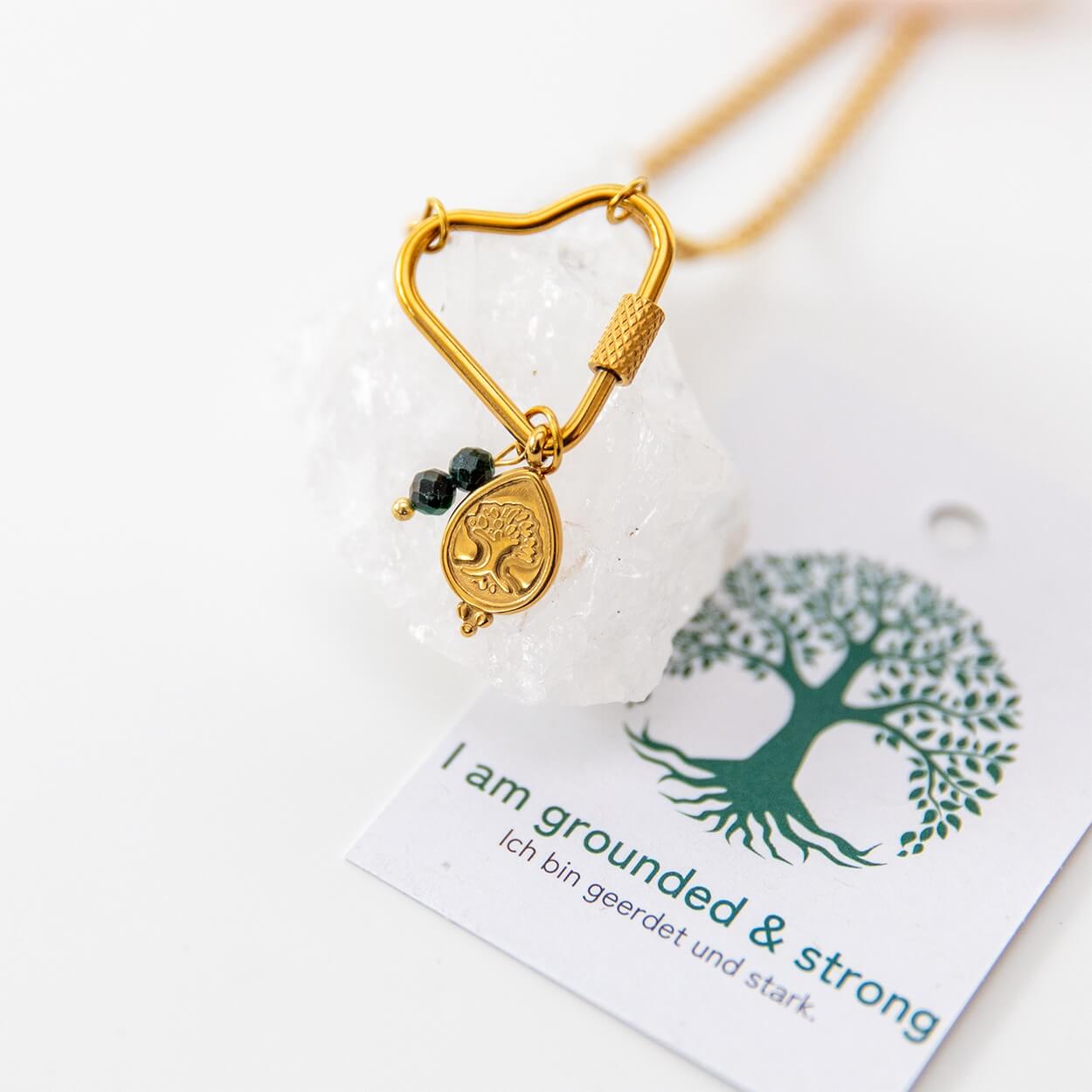 Soul Charms | Vergoldete Halskette mit austauschbaren Yoga-Symbolen Lebensbaum