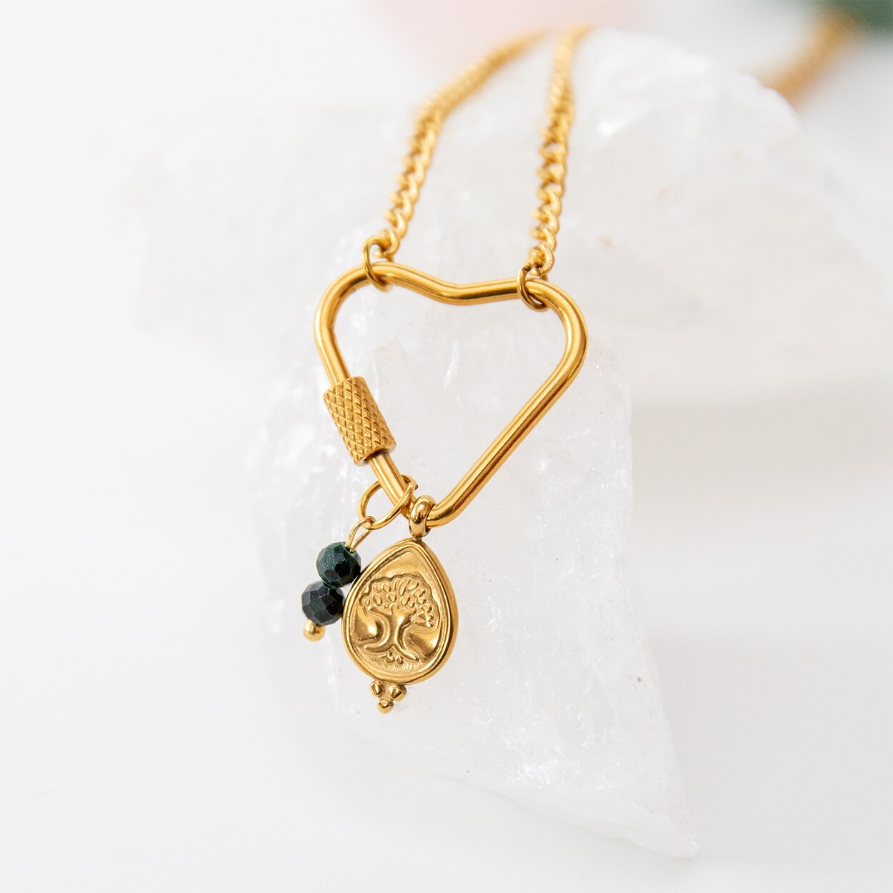 Soul Charms | Vergoldete Halskette mit austauschbaren Yoga-Symbolen Lebensbaum