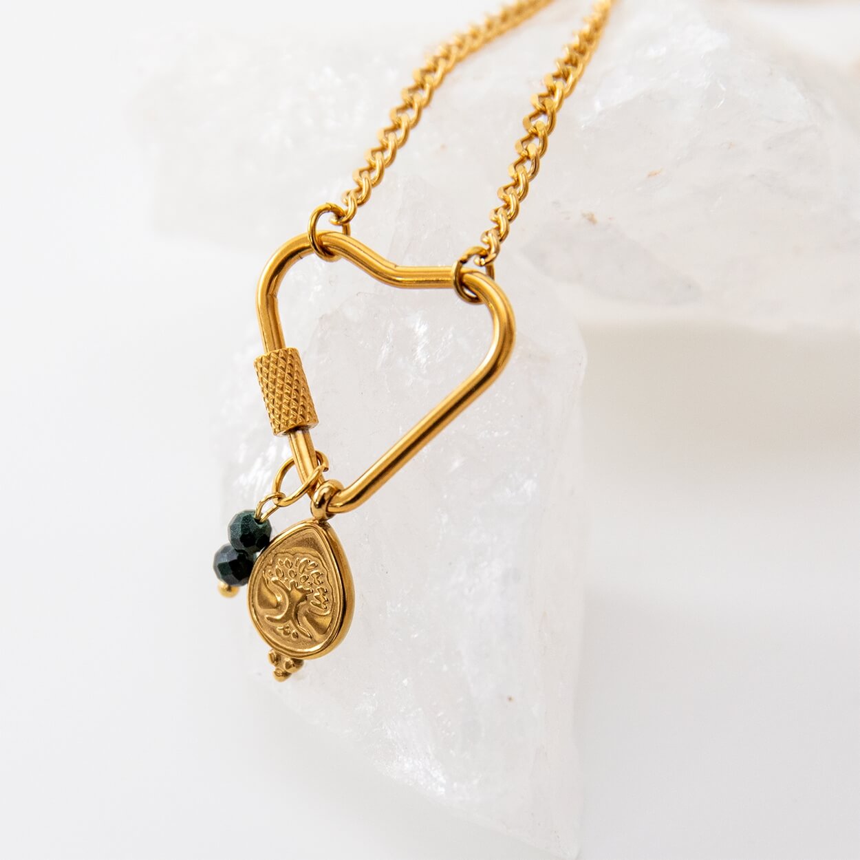 Soul Charms | Vergoldete Halskette mit austauschbaren Yoga-Symbolen Lebensbaum